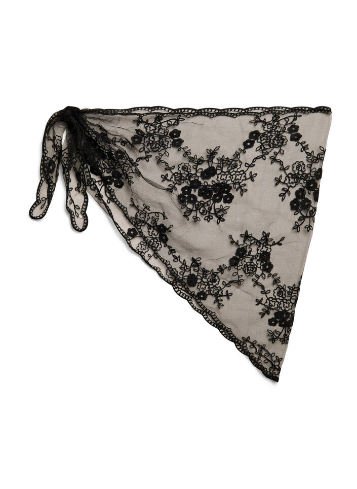 &Eacute;charpe triangulaire en dentelle, Noir, Packshot image number 0