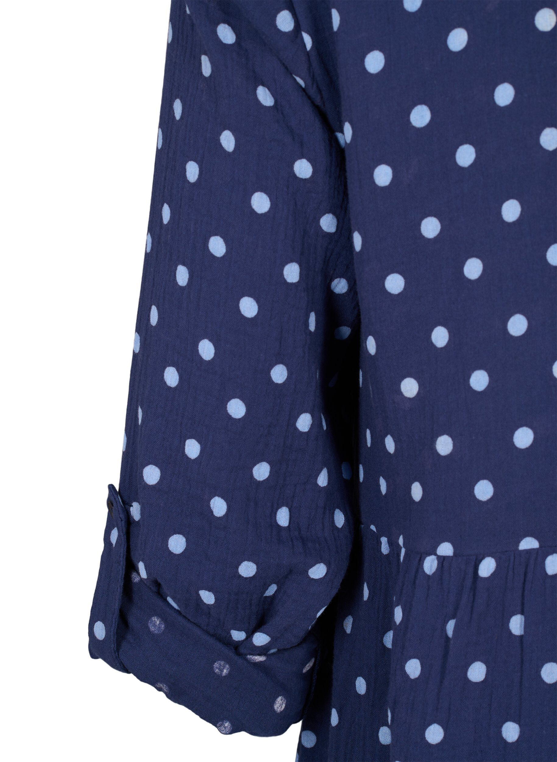 Zizzi Robe courte en mousseline de coton &agrave; pois, Bleu, Packshot image number 3