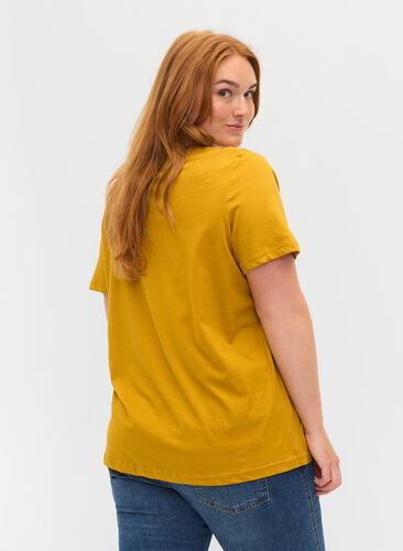 T-shirt en coton à manches courtes avec impression, Harvest Gold, Model image number 1