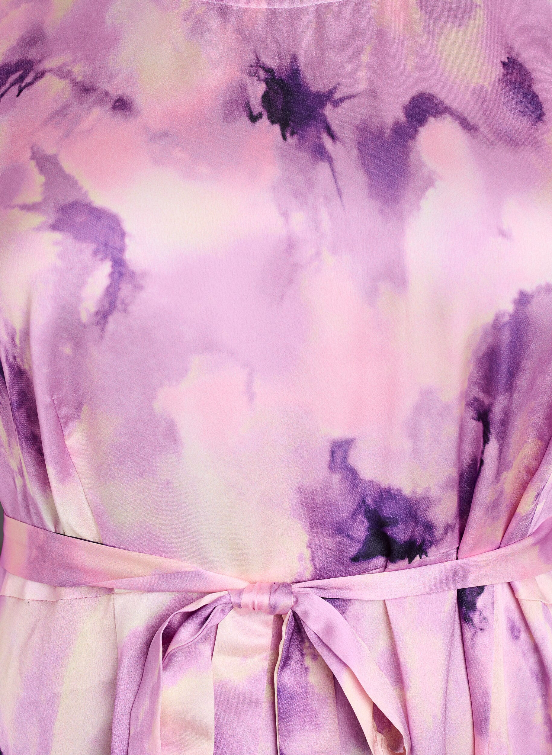 ZizziFeestjurk met korte mouwen en strikceintuur, Paars, Packshot image number 2