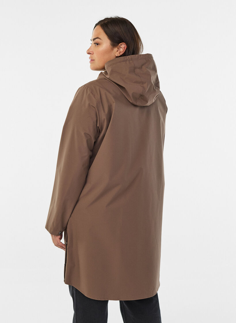 Regenjas met zakken en capuchon, Bruin, Model image number 2