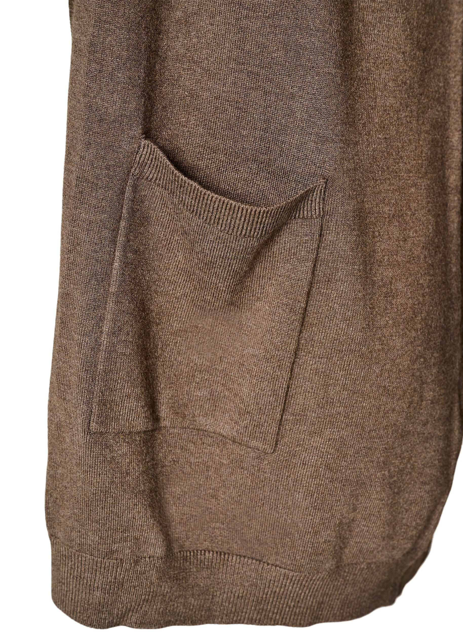 ZizziLang gebreid vest in viscosemix, Bruin, Packshot image number 2