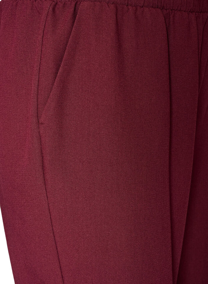 Pantalon &eacute;vas&eacute; avec taille &eacute;lastiqu&eacute;e, Bordeaux, Packshot image number 2