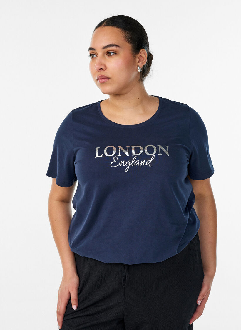 T-shirt imprim&eacute;, Bleu, Model image number 0