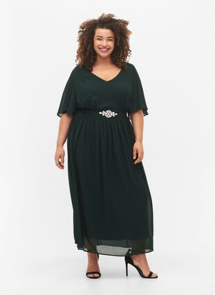 Maxi jurk met drapering en korte mouwen, Scarab, Model image number 0