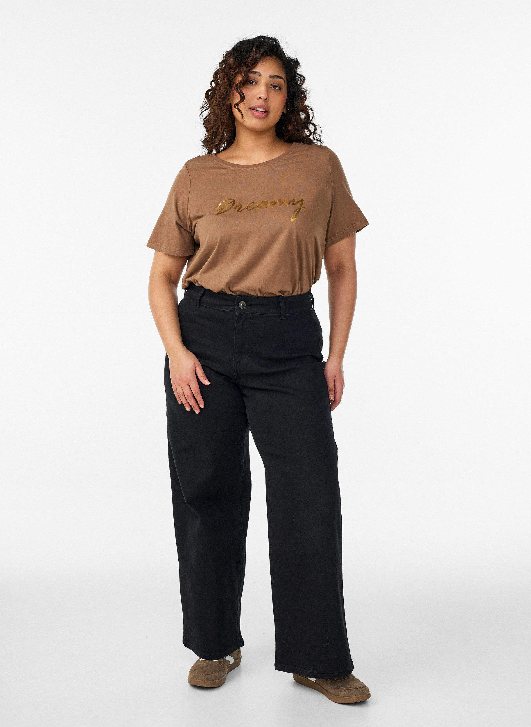 ZizziFLASH - T-shirt met print, Bruin, Model image number 1