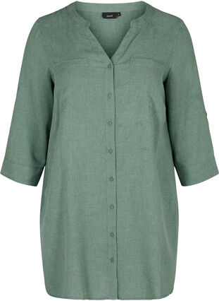 Chemise à col V et poches, Balsam Green, Packshot image number 0