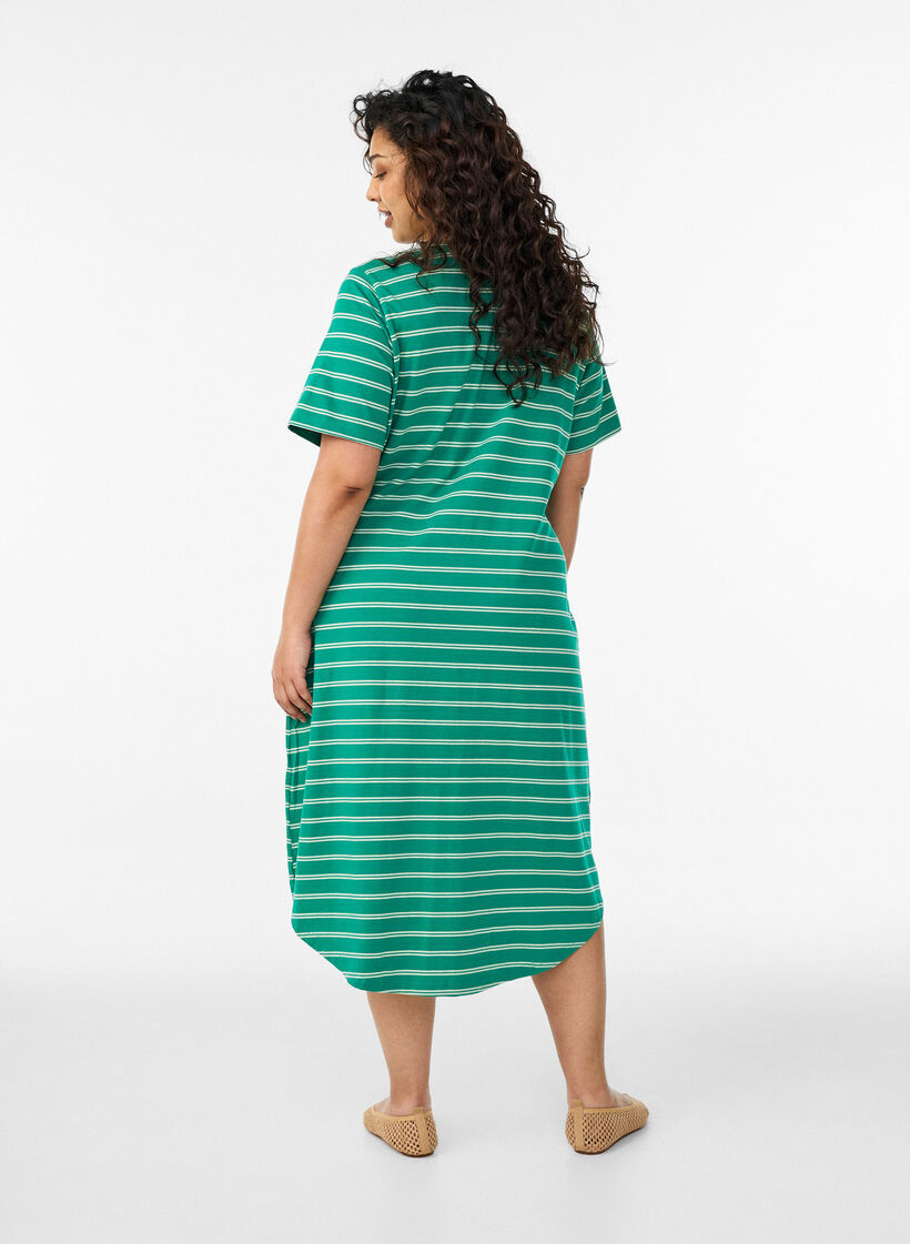 Katoenen jurk met twistdetail, Groen, Model image number 1