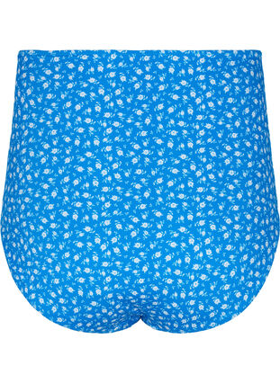 Bikinibroekje met extra hoge taille en bloemenprint, Blue Flower Print, Packshot image number 1