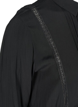 Viscose jurk met kanten lint, Black, Packshot image number 3