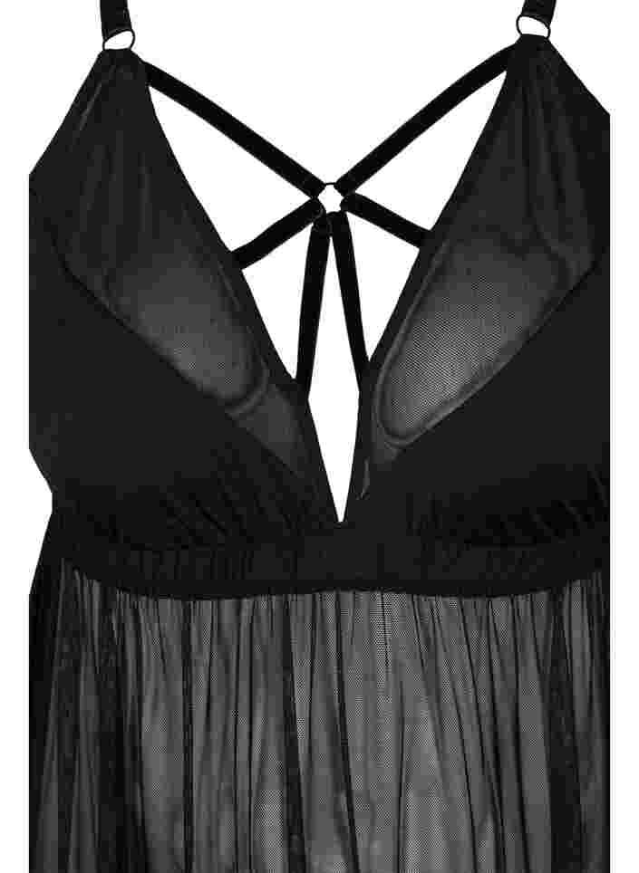 Chemise de nuit transparente avec string, Black, Packshot image number 2
