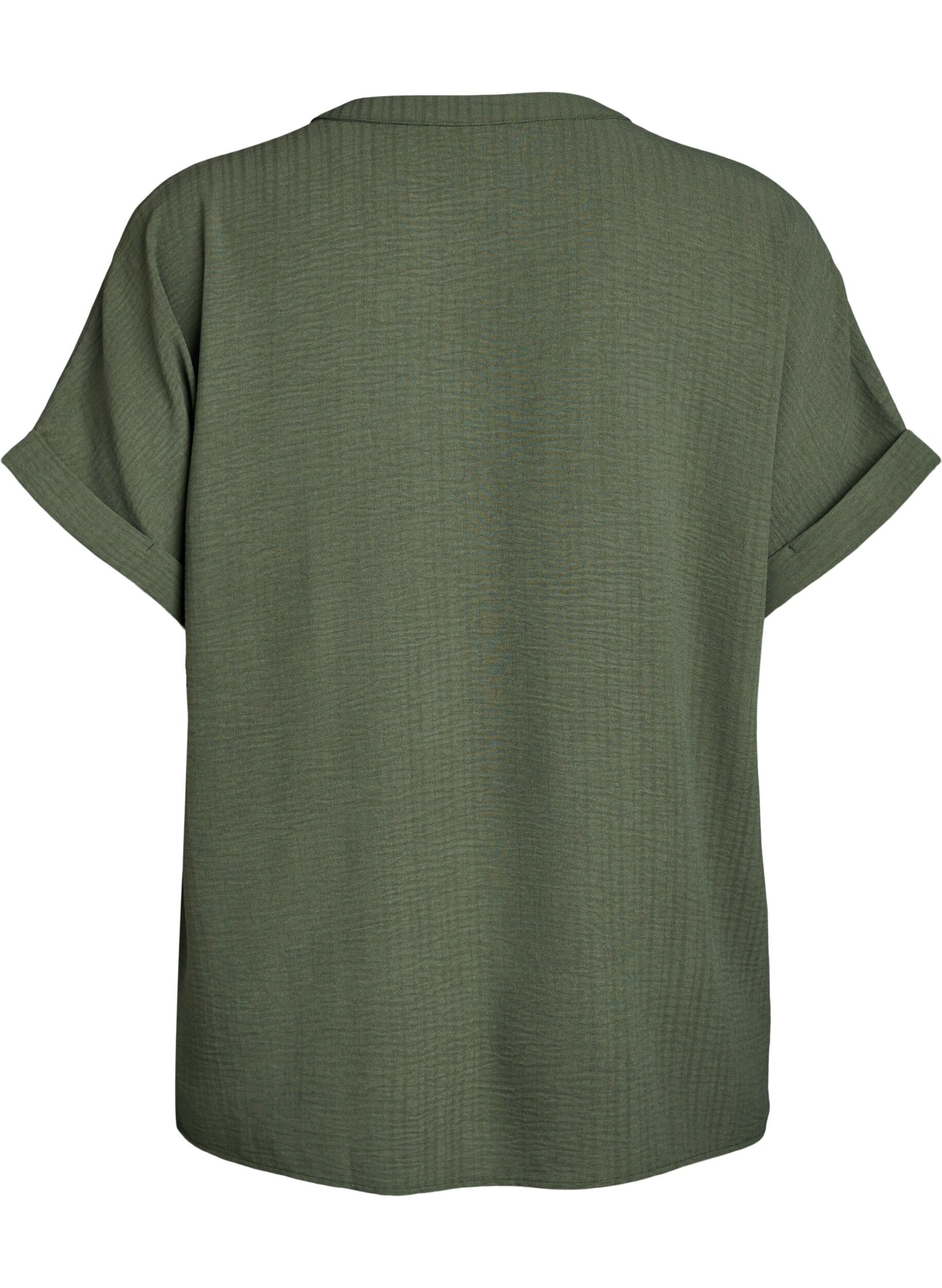 ZizziLuchtige blouse met korte mouwen, Groen, Packshot image number 1