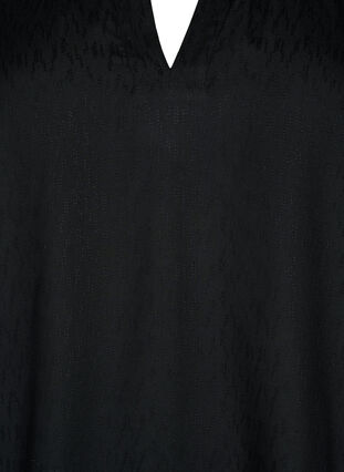 Viscose blouse met korte mouwen en v-hals, Black, Packshot image number 2