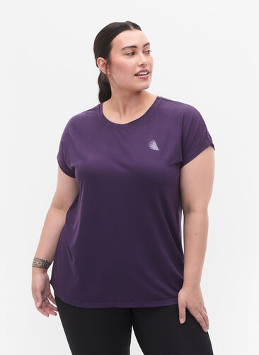 Trainings T-shirt met korte mouwen, Purple Plumeria, Model image number 0