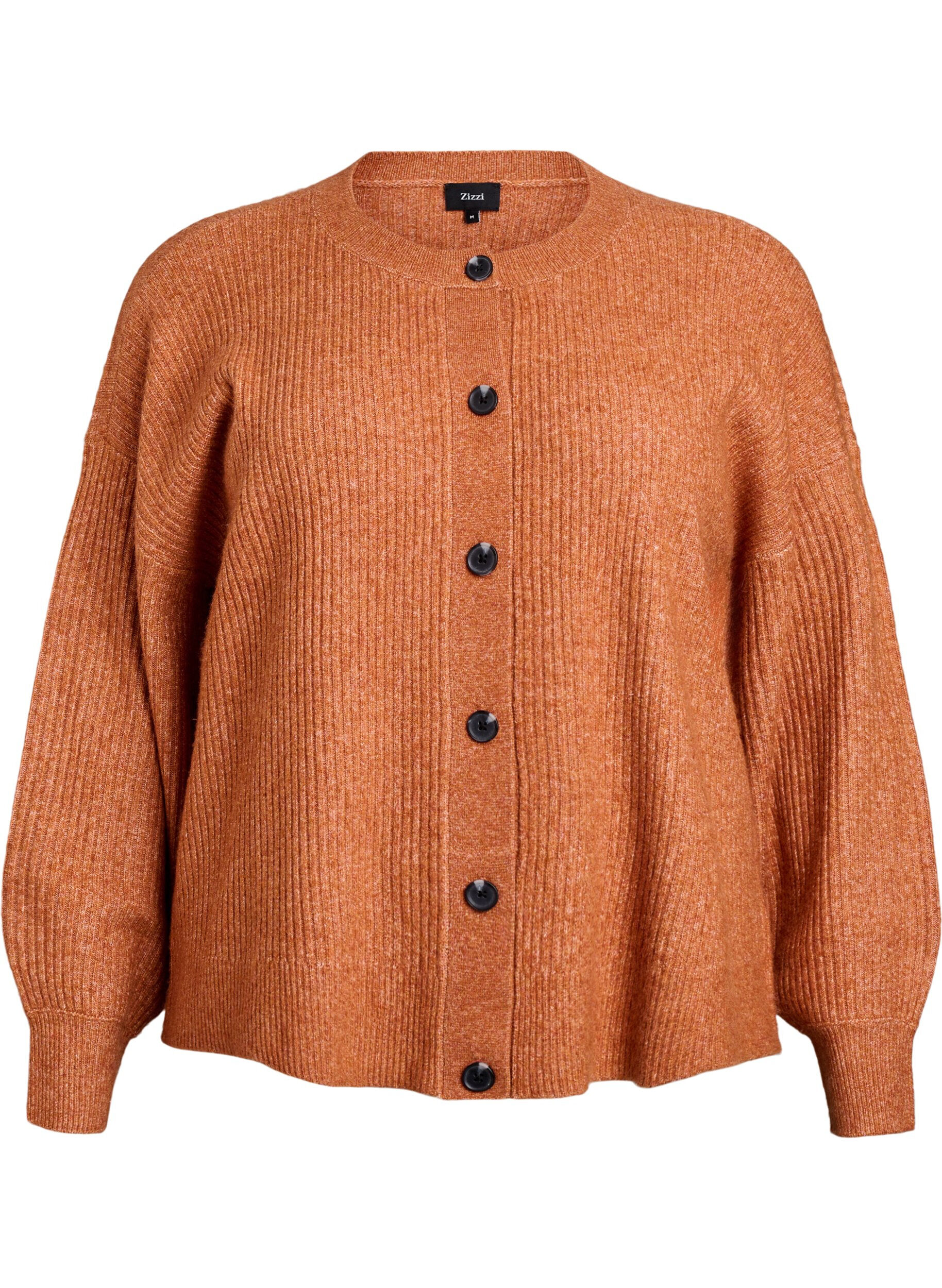ZizziVest van ribtricot met knopen, Oranje, Packshot image number 0