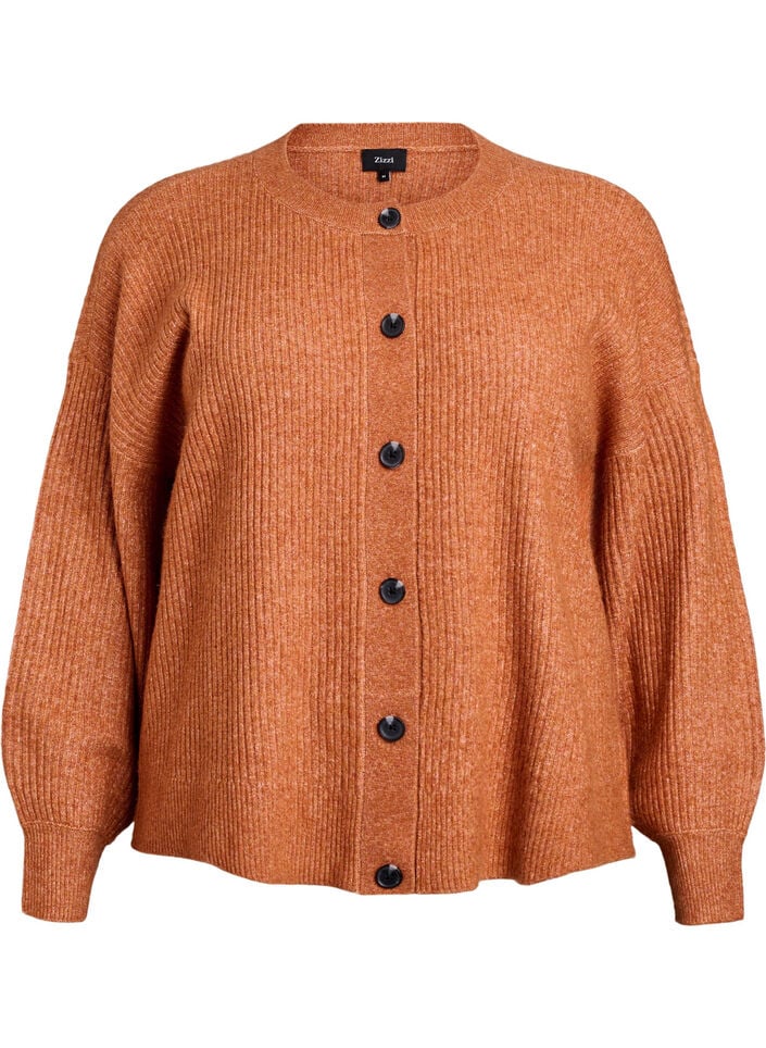 Cardigan en tricot côtelé avec boutons, Orange, Packshot image number 0