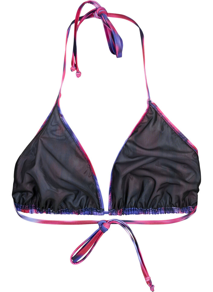 Driehoekige bikinitop met print, Roze, Packshot image number 1