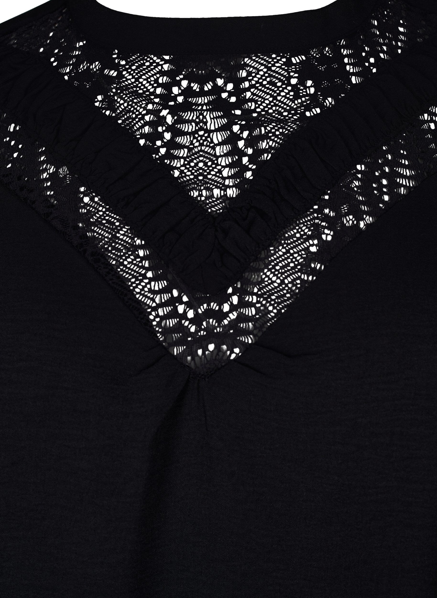 ZizziBlouse met kanten detail, Black, Packshot image number 2