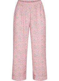 Pantalon de nuit en coton avec imprimé floral, Powder Pink, Packshot