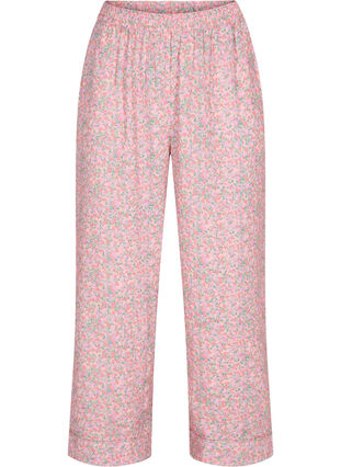 Pantalon de nuit en coton avec imprimé floral, Powder Pink, Packshot image number 0