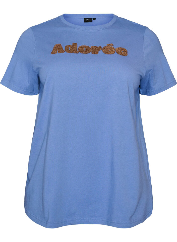 T-shirt en coton bio avec imprim&eacute; sur le devant, Bleu, Packshot image number 0