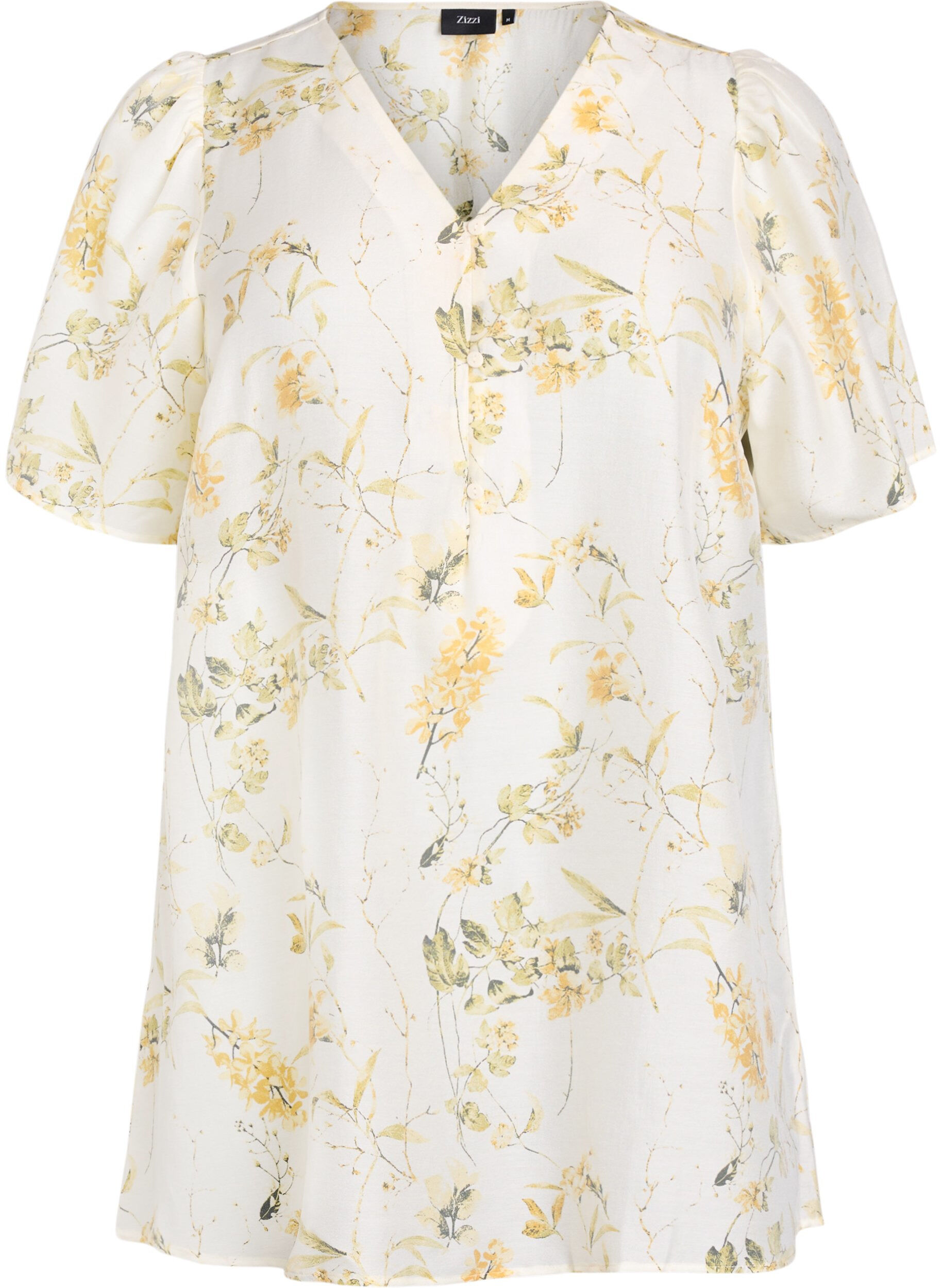 Zizzi Tunique en forme de A avec manches courtes, Jaune clair, Packshot image number 0