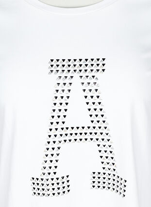 Katoenen t-shirt met klinknagels, Bright White, Packshot image number 2