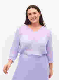 Geplooide blouse met 3/4 mouwen, Lavender, Model