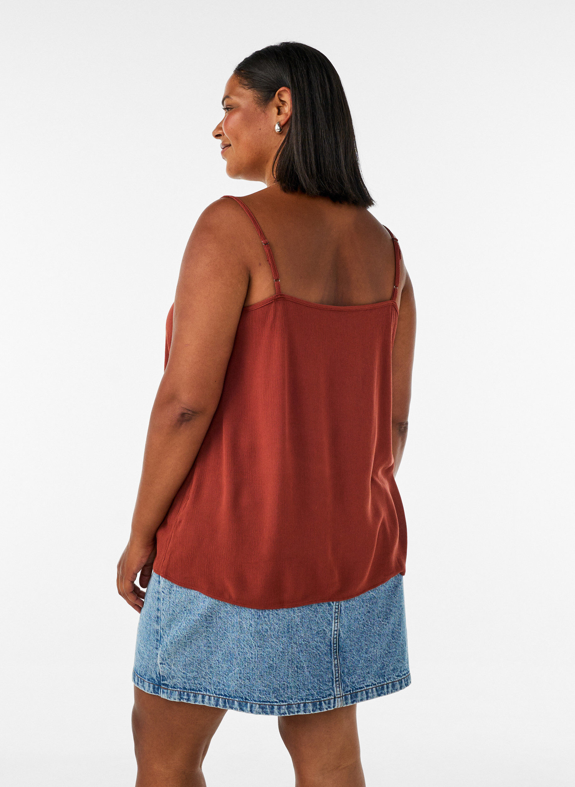 ZizziTop &agrave; bretelles en viscose, Bordeaux, Model image number 2