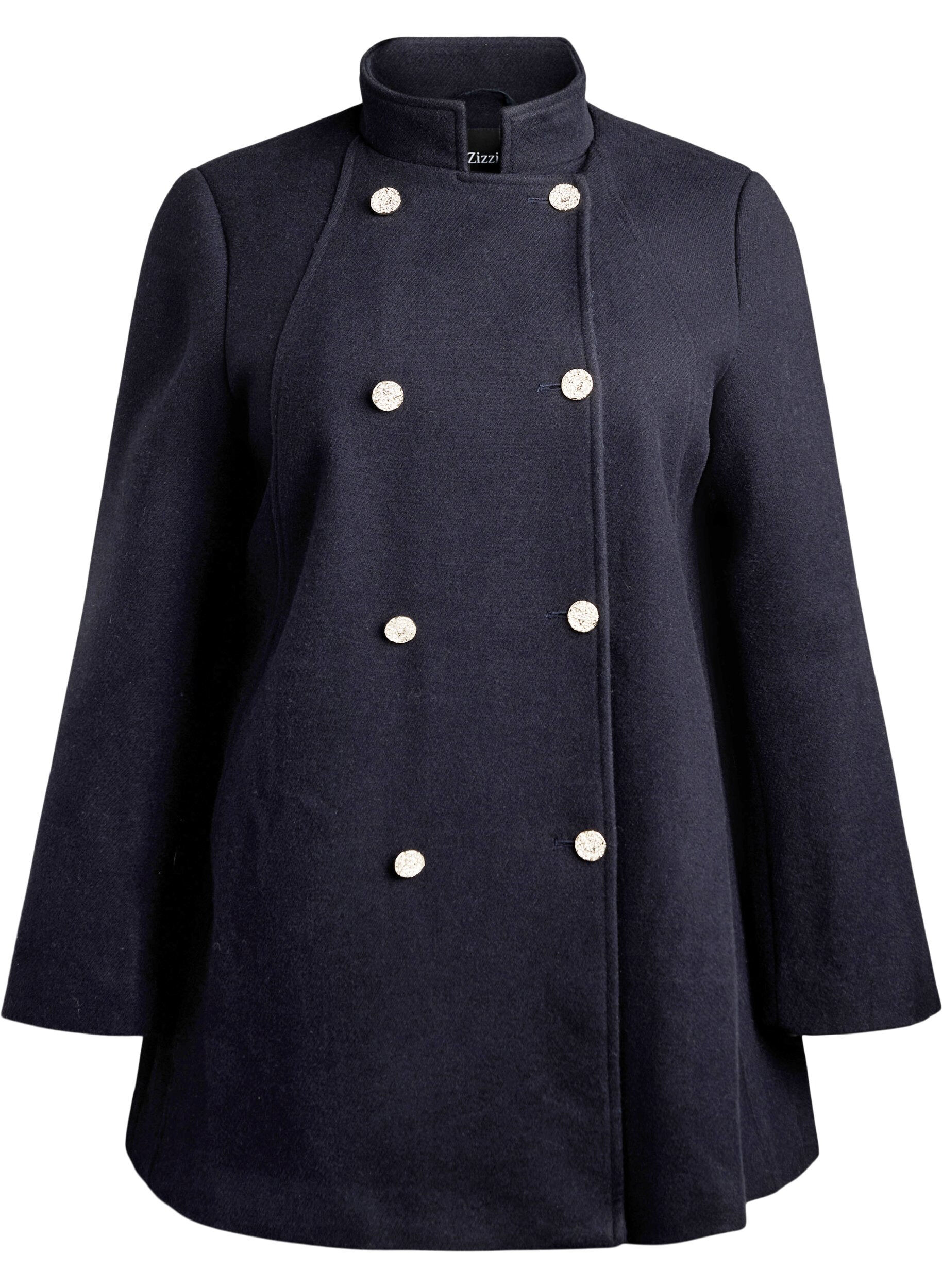 Manteau coupe &eacute;vas&eacute;e avec boutons dor&eacute;s