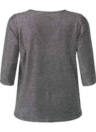 Glitter blouse met 3/4 mouwen, Black Silver , Packshot image number 1