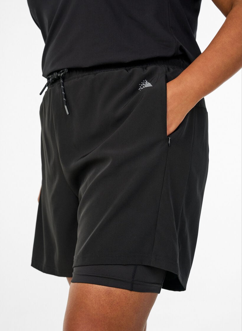 Trainingshort met binnenbroek en telefoonzakje, Zwart, Model