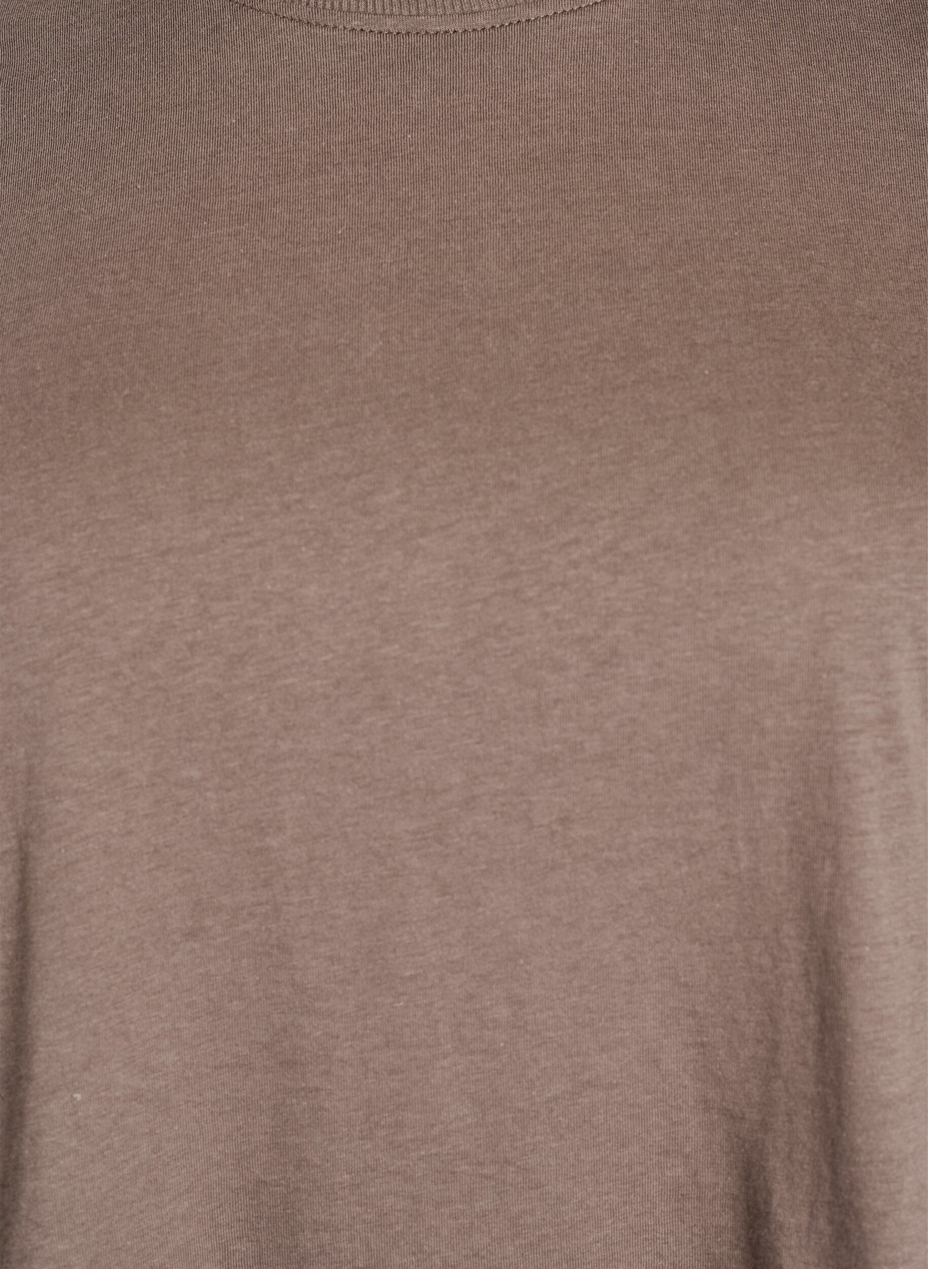 ZizziBasic katoenen T-shirt met ronde hals, Bruin, Packshot image number 2