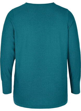 Gebreide geribbelde sweater met ronde hals , Blue Coral, Packshot image number 1