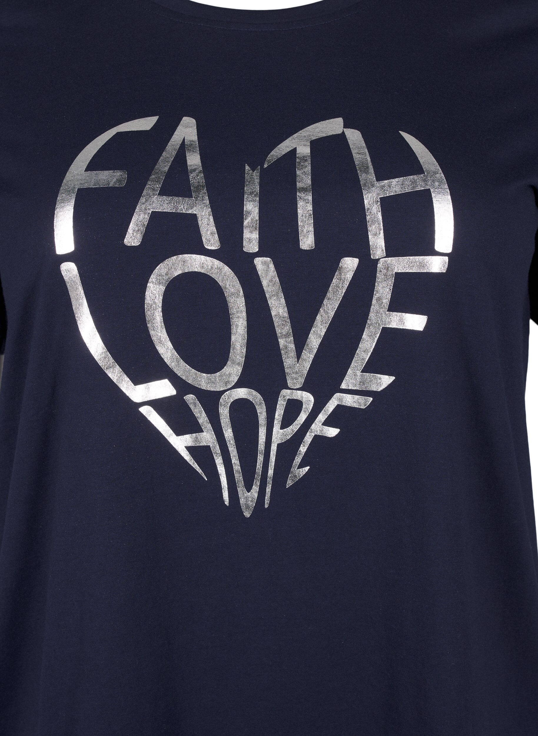 Zizzi FLASH &ndash; T-shirt imprim&eacute;, Navy B. Silver Faith, Packshot image number 2