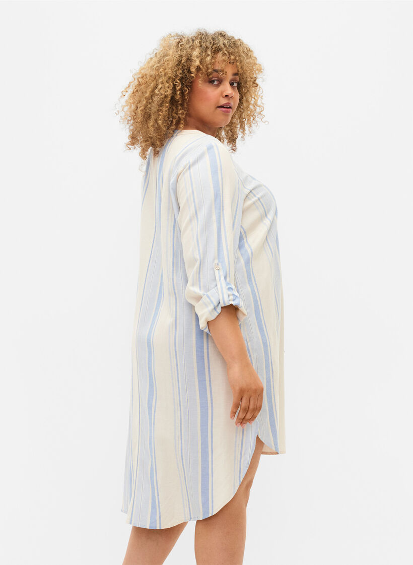 Gestreepte jurk met lange mouwen, Birch w. Stripes, Model image number 1