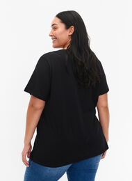 T-shirt en coton biologique avec impression , Black W. Silver LA, Model