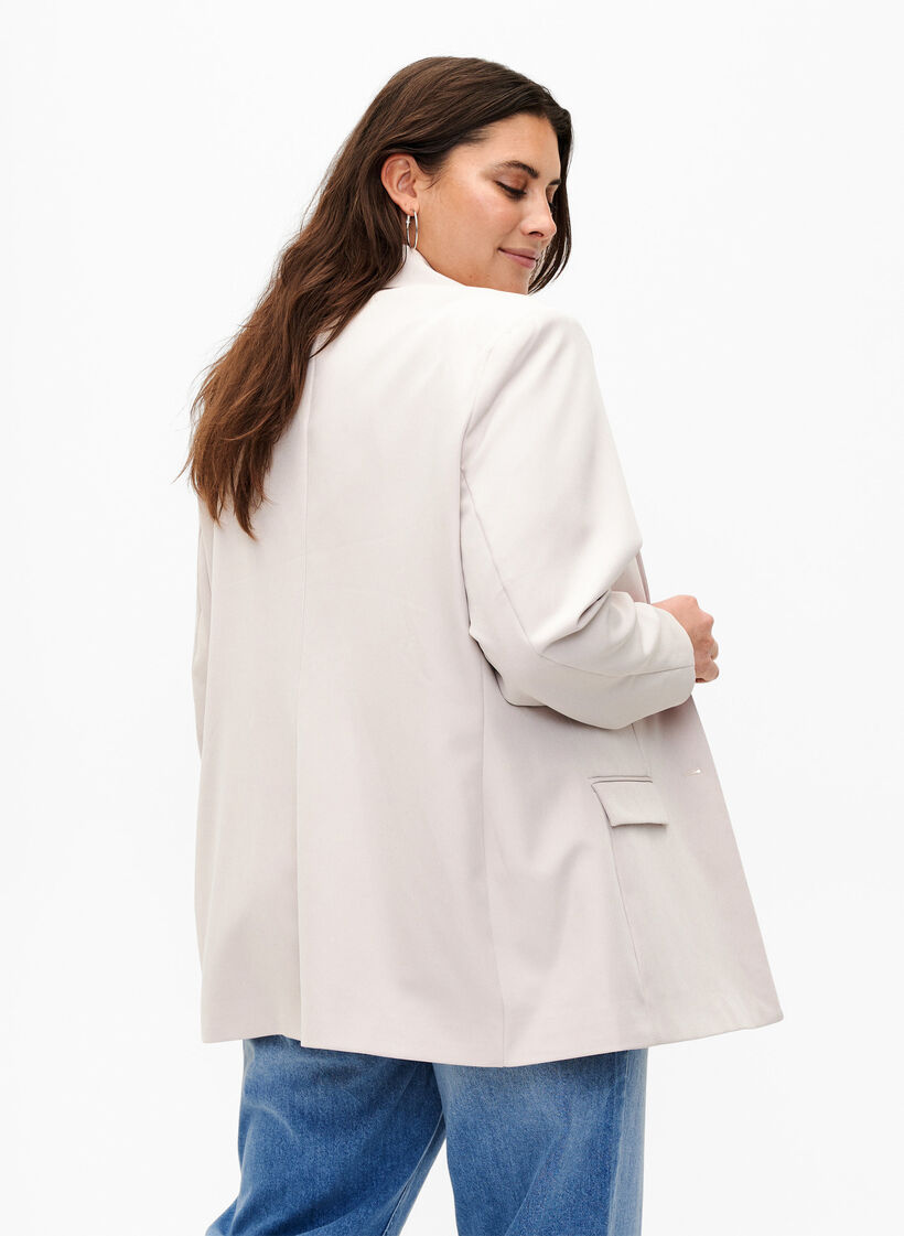 Klassieke blazer met knoopsluiting, Pumice Stone, Model image number 1