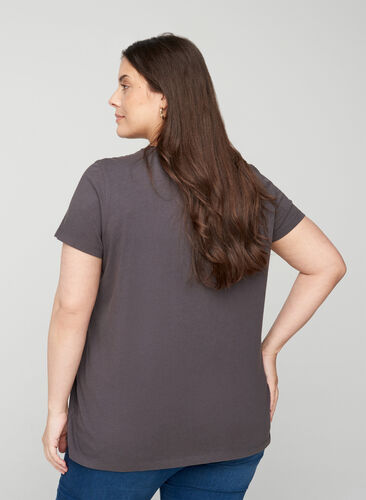 Katoenen t-shirt met korte mouwen en steentjes, Black Acid, Model image number 1