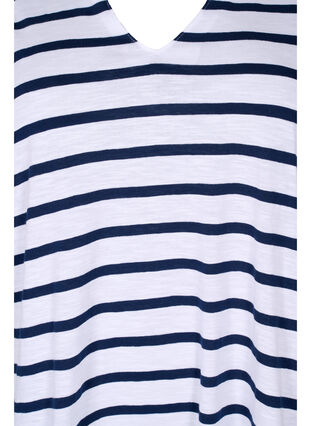 T-shirt en coton rayé avec col en V, Bright White Stripe, Packshot image number 2