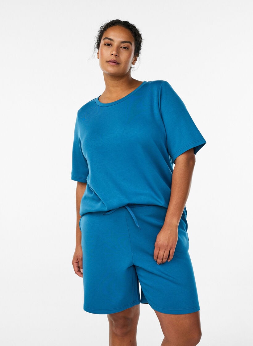 Shorts van modalmix met zakken, Blauw, Model image number 0