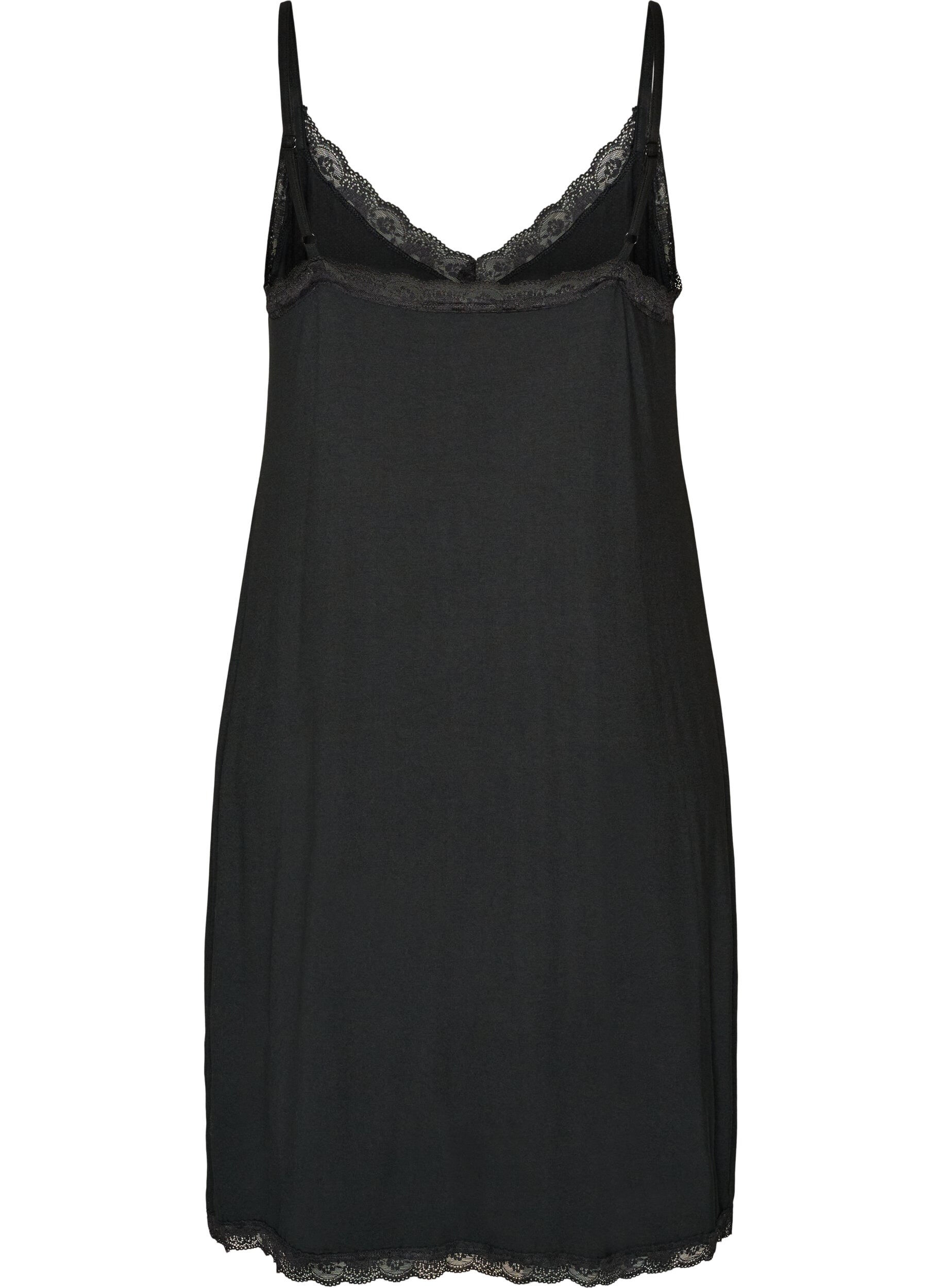 ZizziNuisette en viscose avec dentelle et fentes, Noir, Packshot image number 1