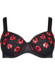 Soutien-gorge rembourr&eacute; &agrave; armatures avec broderie florale, Noir, Packshot image number 0