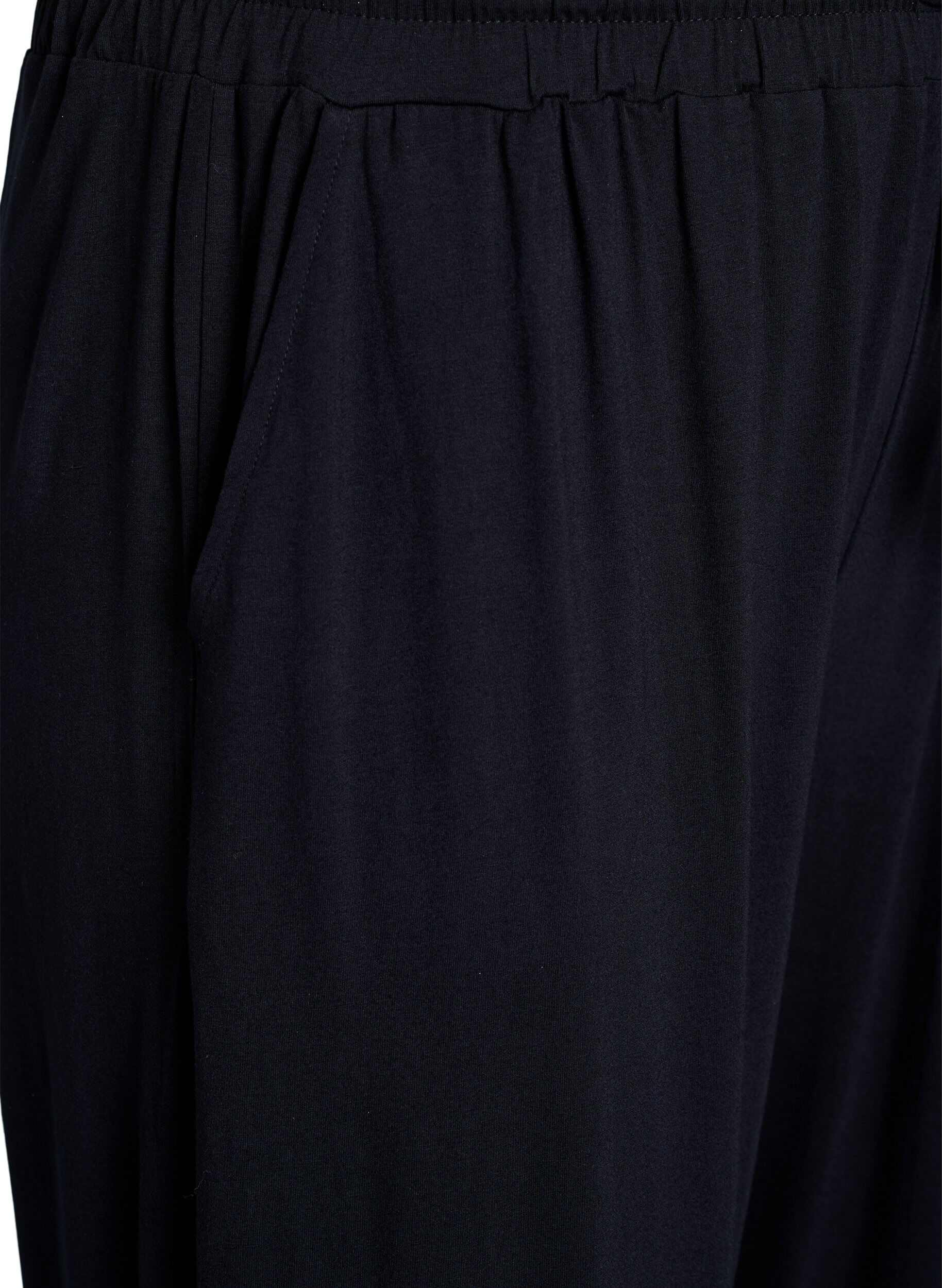 ZizziPantalon de nuit ample en jersey de viscose avec poches, Noir, Packshot image number 2