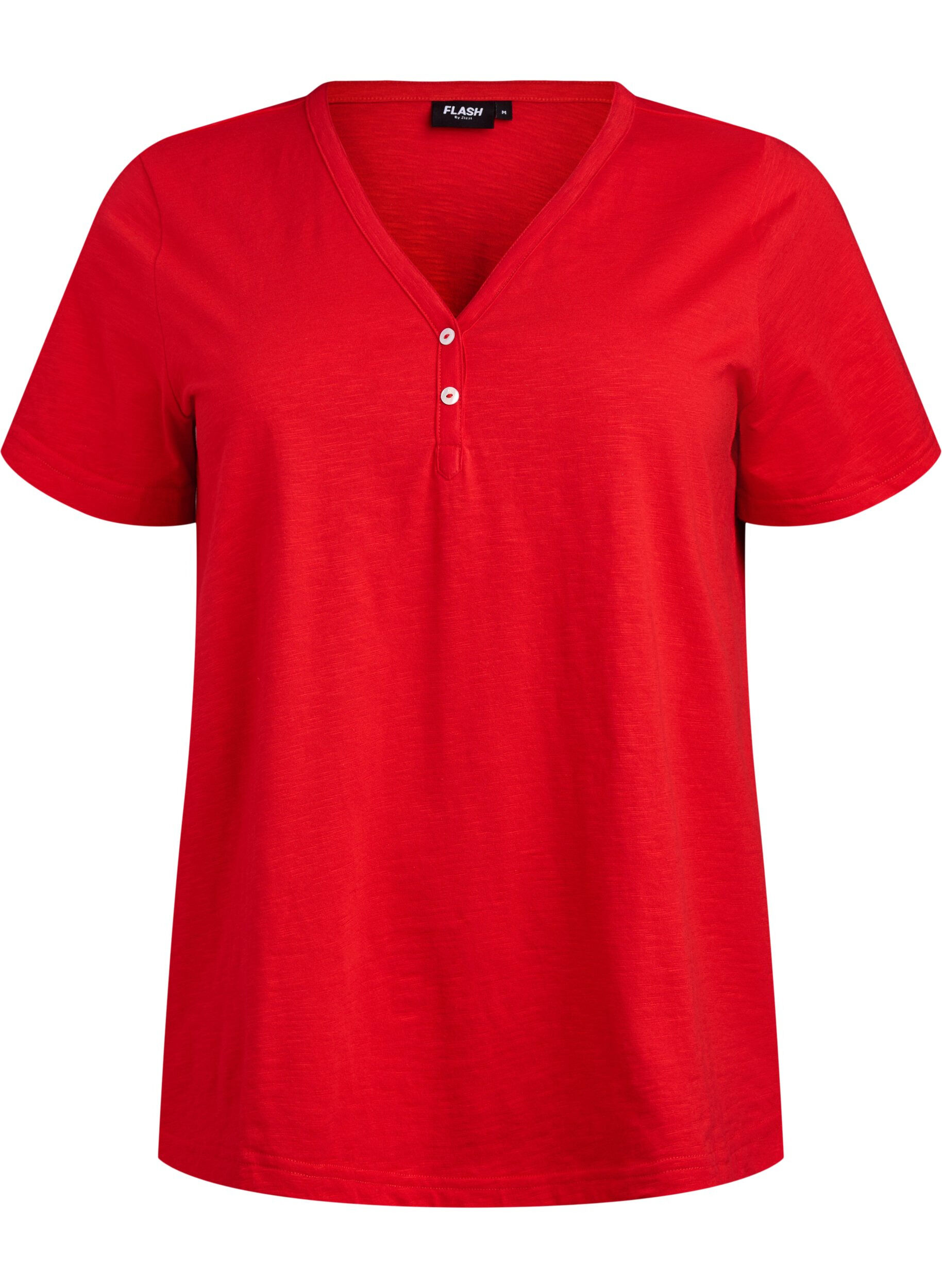 ZizziT-shirt dot&eacute; de boutons, Rouge, Packshot image number 0