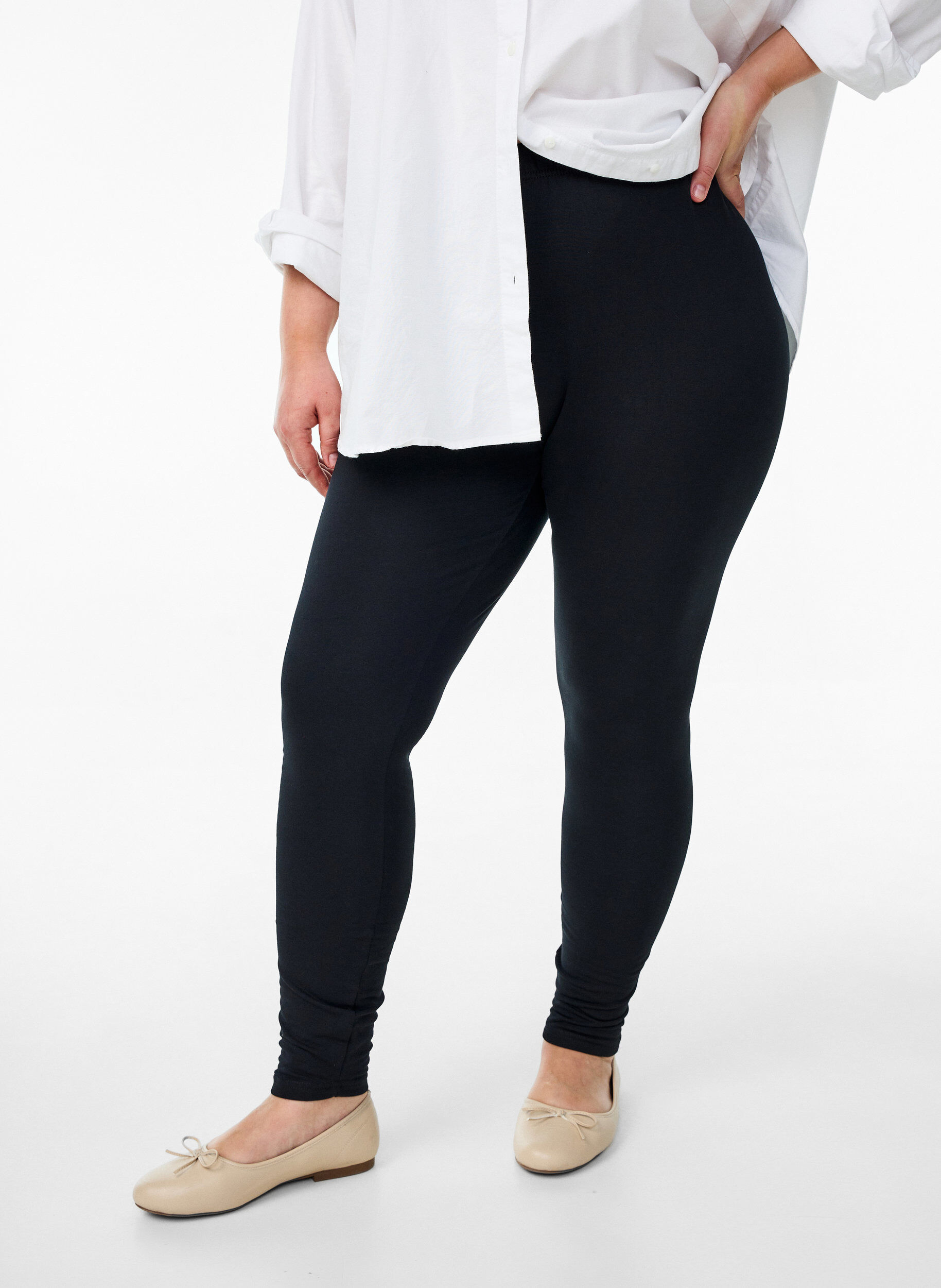 ZizziLeggings en coton avec doublure, Noir, Model image number 0