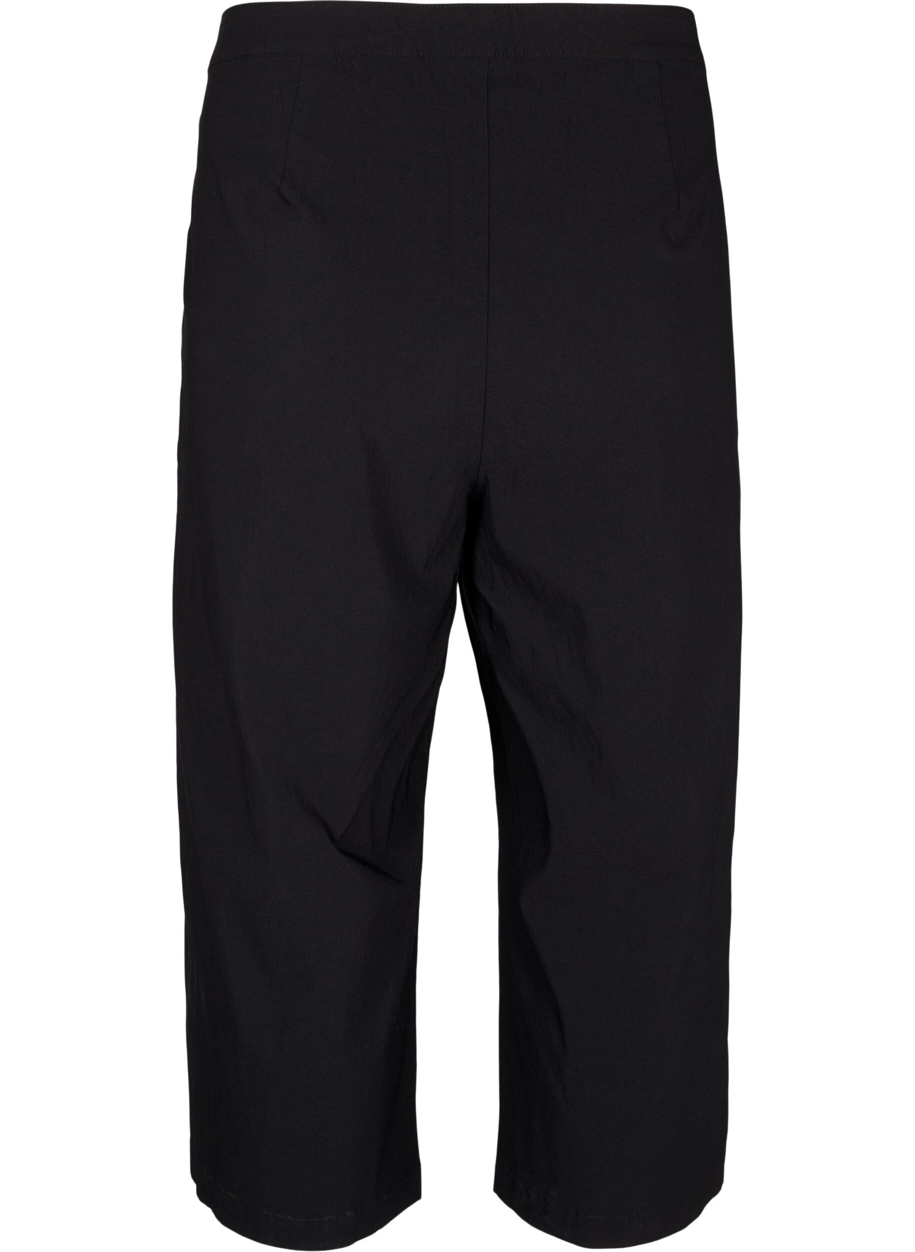 Zizzi Pantalon culotte en tissu m&eacute;lang&eacute;, Noir, Packshot image number 1