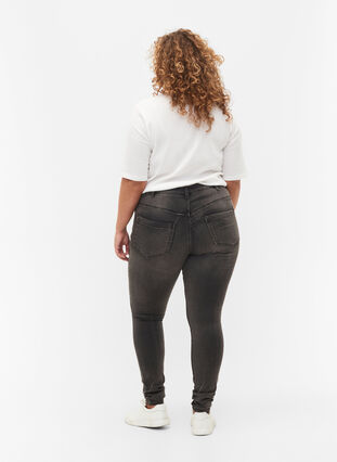 Super slim Amy jeans met hoge taille, Dark Grey Denim, Model image number 1
