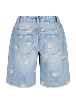 Short en jean avec broderie florale, Light Blue w. Flower, Packshot image number 1
