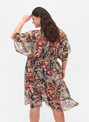 Strand kimono met print, Palm Print, Model image number 1